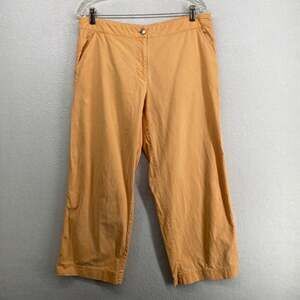 EILEEN FISHER Pants M Cotton Washed Canvas Carpenter Utility Ankle Orange VTG